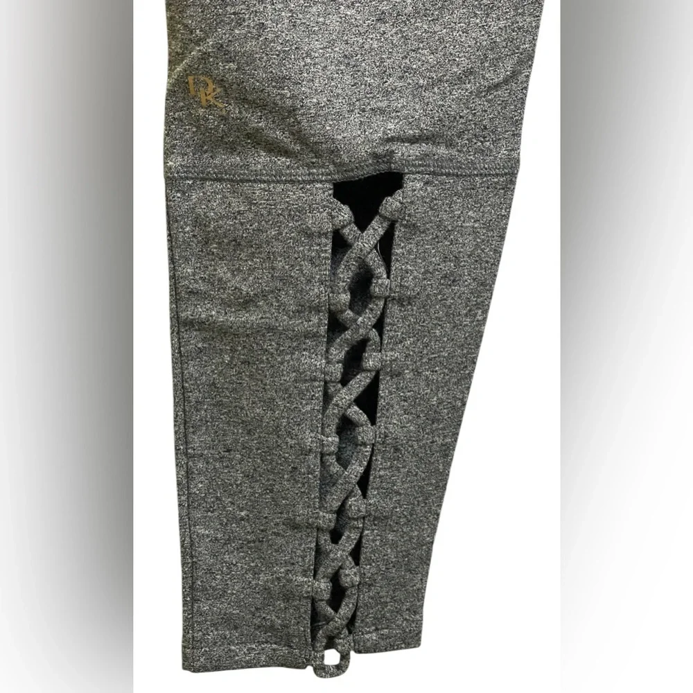 DONNA KARAN ACTIVE LEGGINGS PANTS ANKLE WOMEN CUT OUT BACK COLOR GREY SIZE LARGE - Picture 6 of 14